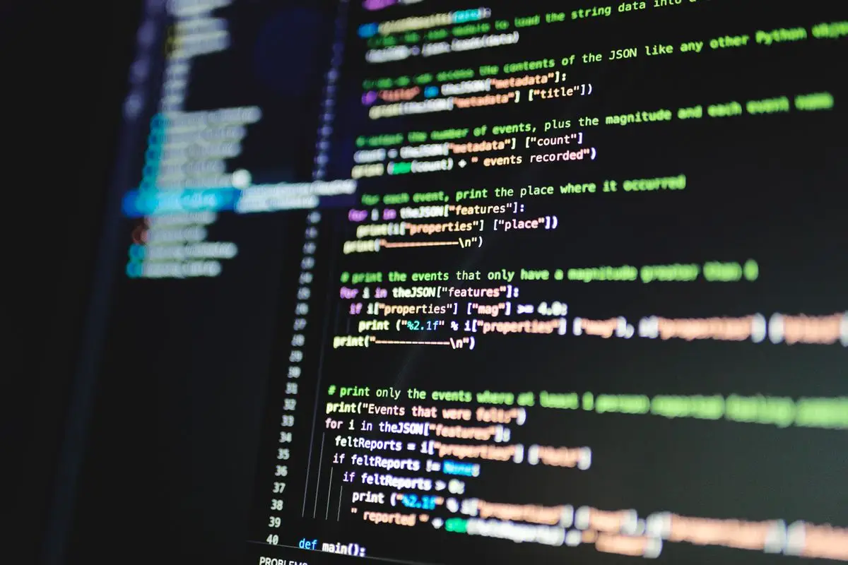 Website code on a developer's screen